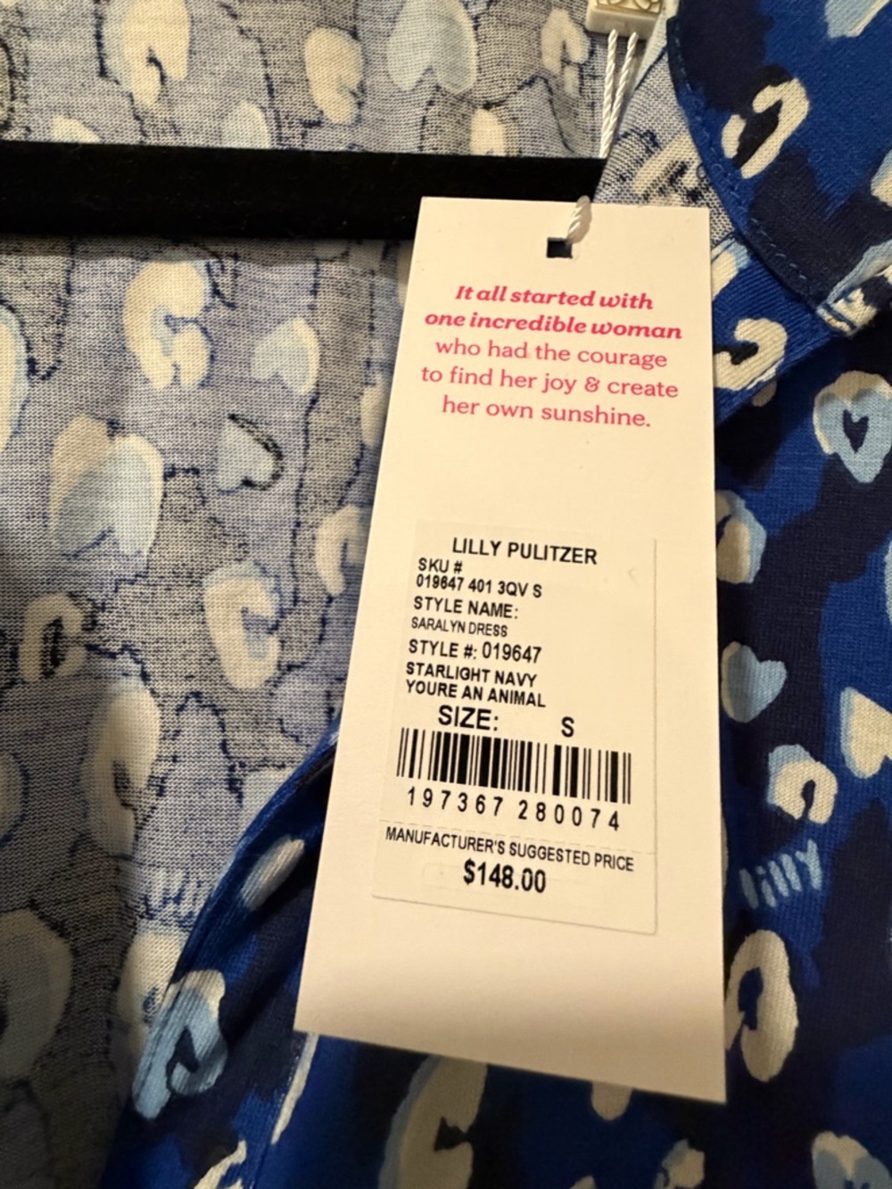 Lilly Pulitzer Blue & White Leopard Print Button-Front Tunic - Picture 3 of 3